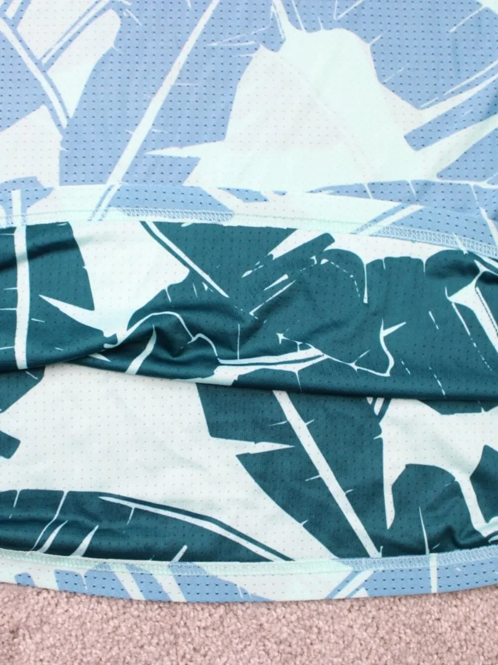 Adidas Golf Polo Shirt Mens Large Blue Palm Leaf Mesh Reverse Print Short Sleeve
